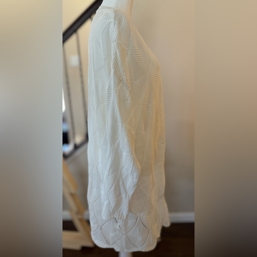 SHEIN White Open-Front Open-Knit Cardigan, 2X - Picture 4 of 11